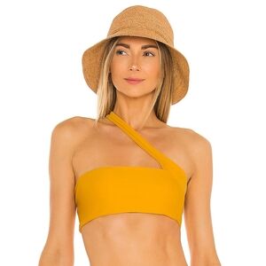 NWT‎ JADE SWIM Halo One Shoulder Golden Bikini Top L